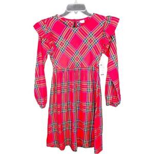 Wonder Nation Girls Christmas Red Green Plaid Dress Ruffle Winter XL (14-16)